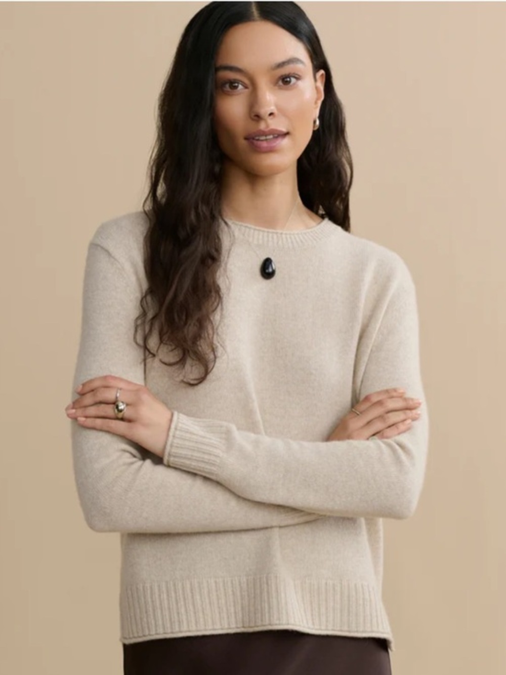 JENNI KAYNE Everyday Cashmere Blend Sweater in Oatmeal, Size Small.